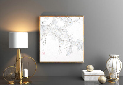 Blumen zeichnung plum chinesische Tusche Malerei pflaumejapanische Sumie painting Heim Haus Büro Deko Wand Kunst