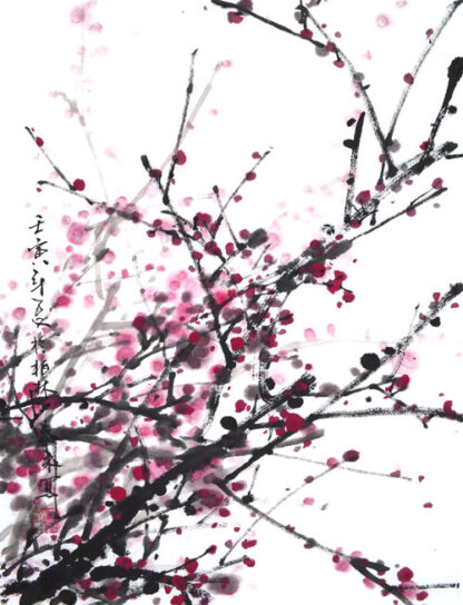 Blumen zeichnung plum chinesische Tusche Malerei pflaumejapanische Sumie painting Heim Haus Büro Deko Wand Kunst