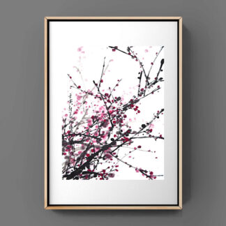 Blumen zeichnung plum chinesische Tusche Malerei pflaumejapanische Sumie painting Heim Haus Büro Deko Wand Kunst