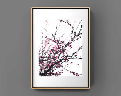 Blumen zeichnung plum chinesische Tusche Malerei pflaumejapanische Sumie painting Heim Haus Büro Deko Wand Kunst