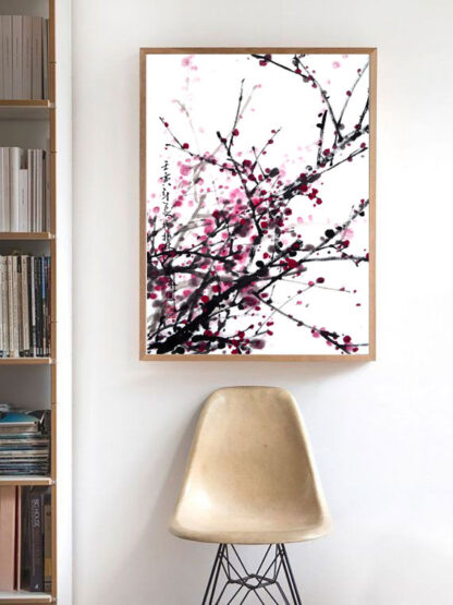 Blumen zeichnung plum chinesische Tusche Malerei pflaumejapanische Sumie painting Heim Haus Büro Deko Wand Kunst