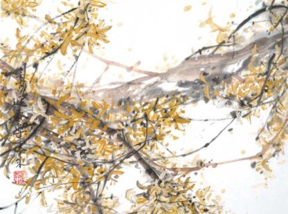 Blumen zeichnung flower painting sumie painting sumie painting Tuschemalerei wall decoration Zeichnung 水墨 迎春花 Forsythie winterjasmin