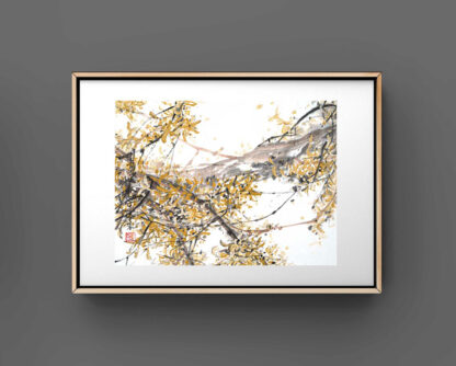 Blumen zeichnung flower painting sumie painting sumie painting Tuschemalerei wall decoration Zeichnung 水墨 迎春花 Forsythie winterjasmin