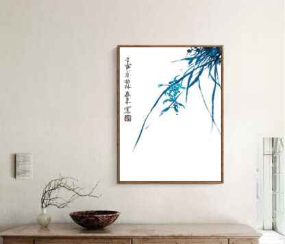 Blumen zeichnung Orchidee chinesische Tusche Malerei orchid japanische Sumi-e painting Heim Haus Büro Deko Wand Kunst