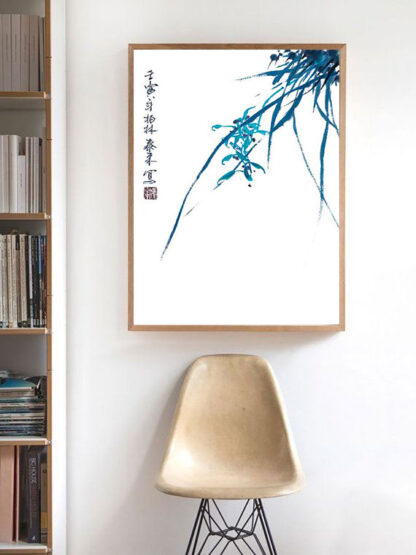 Blumen zeichnung Orchidee chinesische Tusche Malerei orchid japanische Sumi-e painting Heim Haus Büro Deko Wand Kunst