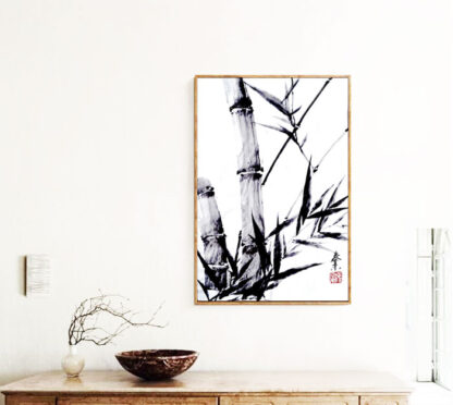 Bamboo painting wall art home deco office deco chinese painting japan sumie painting Bambus chinesische Tusche Malerei Heim Haus Büro Deko Wand Kunst 墨竹 画竹 竹子