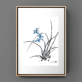 Orchid painting wall art home deco office deco chinese painting japan sumie painting Cymbidium chinesische Tusche Malerei Heim Haus Büro Deko Wand Kunst