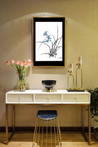 Orchid painting wall art home deco office deco chinese painting japan sumie painting Cymbidium chinesische Tusche Malerei Heim Haus Büro Deko Wand Kunst