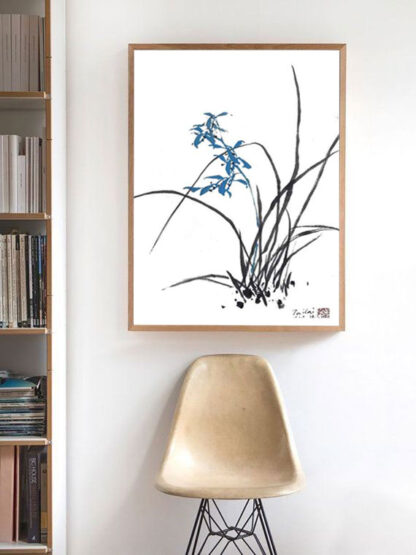 Orchid painting wall art home deco office deco chinese painting japan sumie painting Cymbidium chinesische Tusche Malerei Heim Haus Büro Deko Wand Kunst